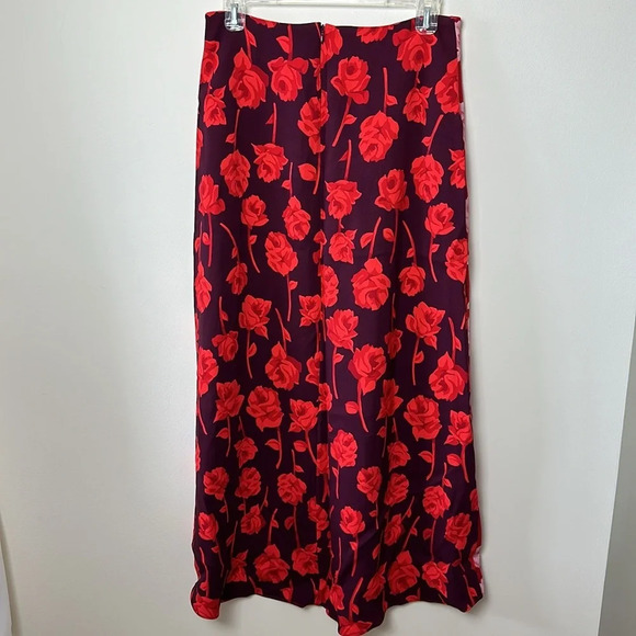 Lela Rose Womens Skirt 6 Double Face Rose Print High Low Floral Crepe Midi NEW - Picture 8 of 8